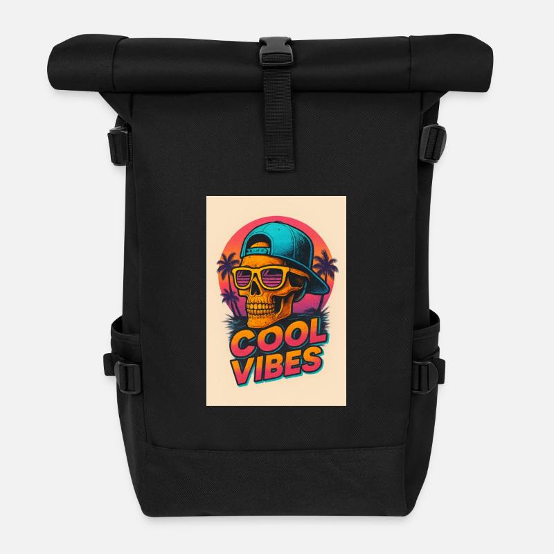 Neon Skull Tropenvibes - Rolltop Rucksack - Schwarz