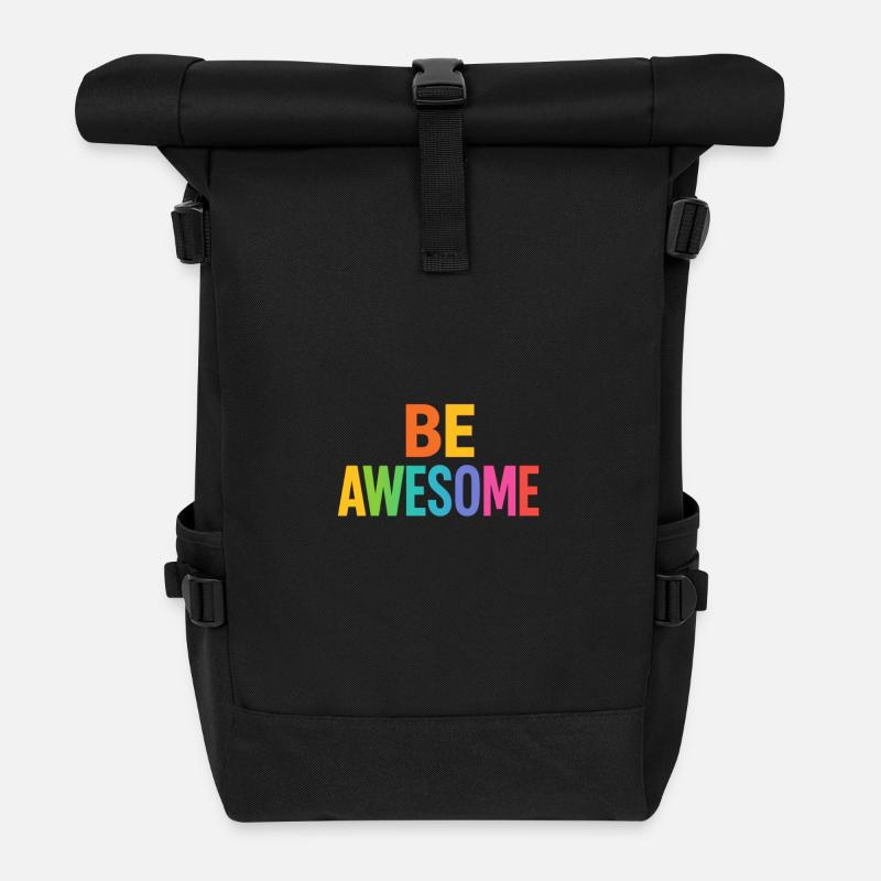 Be Awesome Rainbow Boost - Roll Top Backpack - black