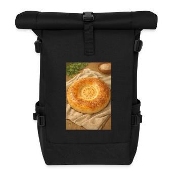 Sesamring-Brot - Rolltop Rucksack - Schwarz - Vorne