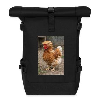 Chicken with Hair Retro - Roll Top Backpack - black - Front