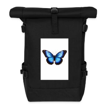 Blue Butterfly Wings - Roll Top Backpack - black - Front