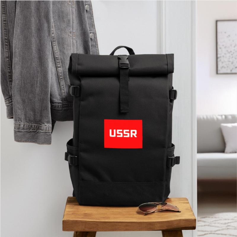 Soviet Era USSR Soviet Union CCCP Text Logo Roll Top Backpack
