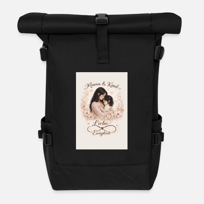 Ewige Liebe Mutter und Kind  - Rolltop Rucksack - Schwarz