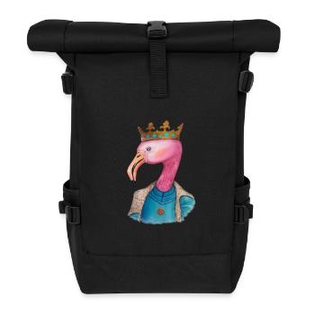 Kronen Flamingo Portrait - Rolltop Rucksack - Schwarz - Vorne