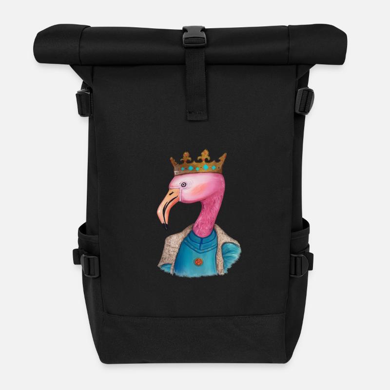 Kronen Flamingo Portrait - Rolltop Rucksack - Schwarz