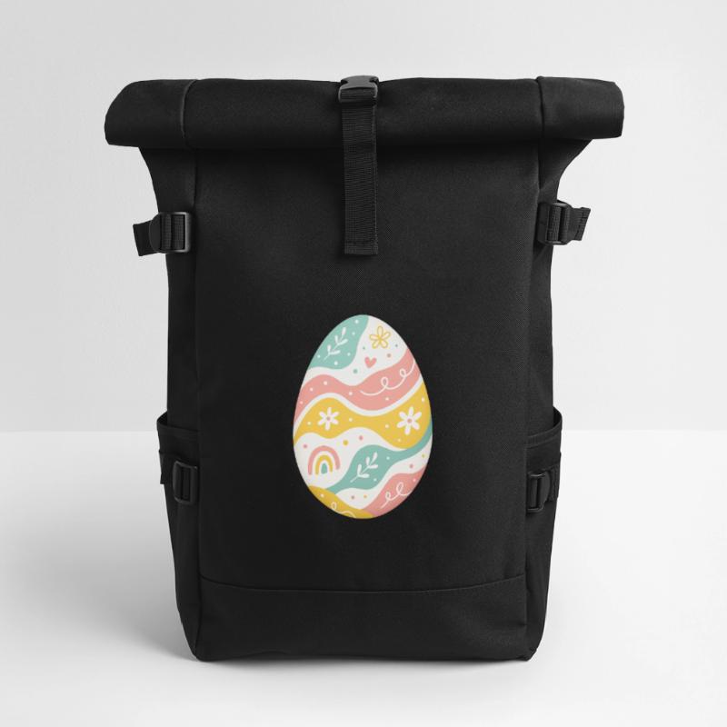 Pastel Easter Egg Pattern Roll Top Backpack