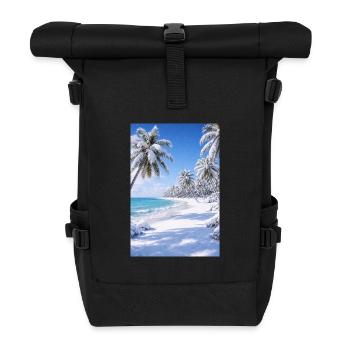 Winter Tropical Beach Landscape - Roll Top Backpack - black - Front