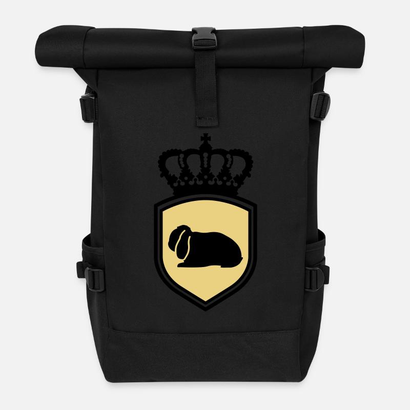 NHD emblem Dwarf Lop rabbit coat of arms crown - Roll Top Backpack - black