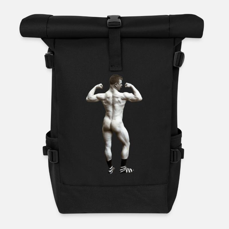 Naked man with socks - Roll Top Backpack - black