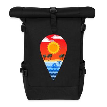 Paradies Icon (Strand, Meer) - Rolltop Rucksack - Schwarz - Vorne