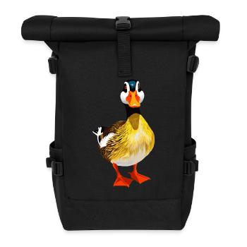Funny duck in detail – Colored animal design - Roll Top Backpack - black - Front