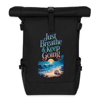 Strand-Motivation - Atme tief und geh weiter - Rolltop Rucksack - Schwarz - Vorne