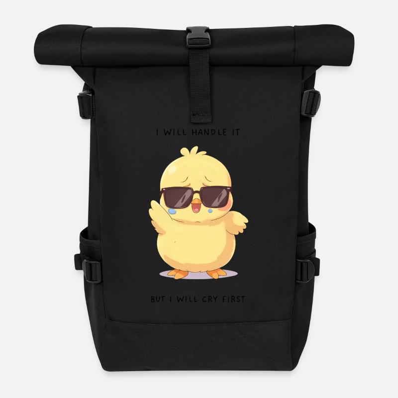 I Will Handle It – Crying Chick mit Brille - Rolltop Rucksack - Schwarz