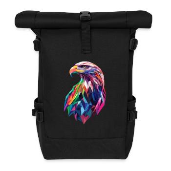 Adler Kopf Low Poly Art Logo Design Farbenfroh - Rolltop Rucksack - Schwarz - Vorne
