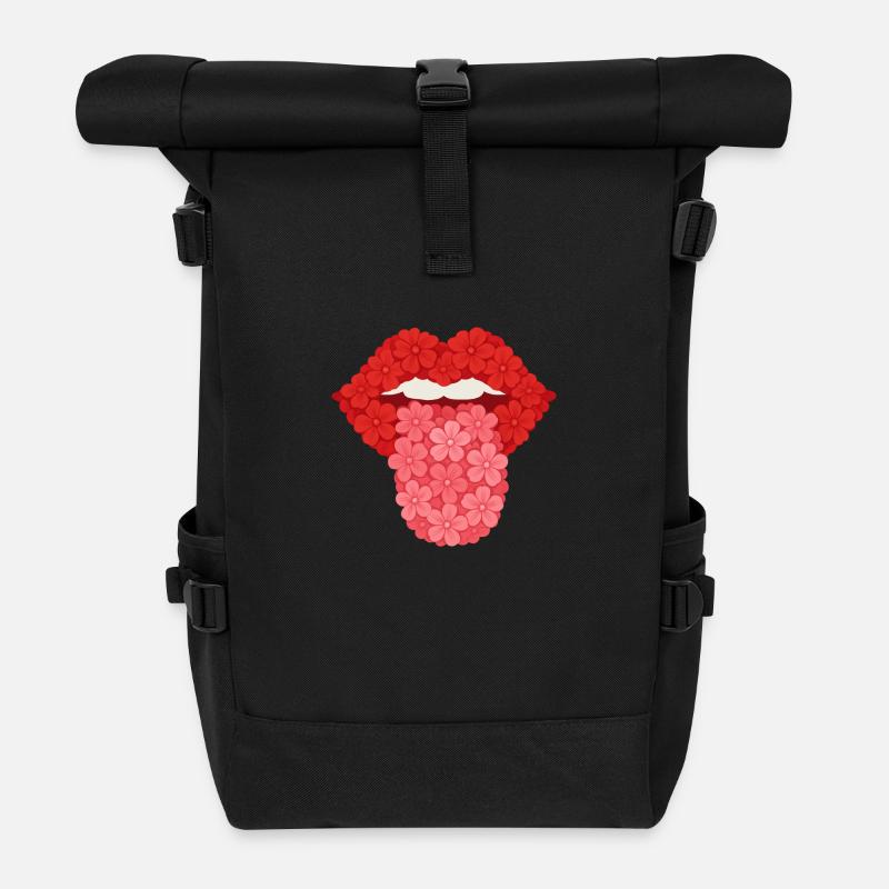 Lèvres fleuries - Sac à dos roll top - noir