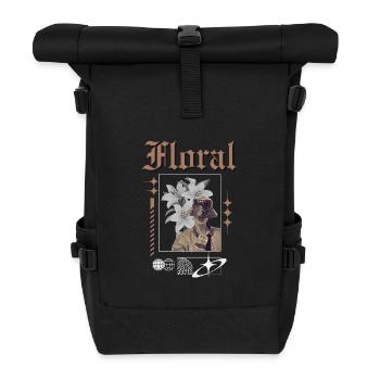 Floral - Sac à dos roll top - noir - Devant