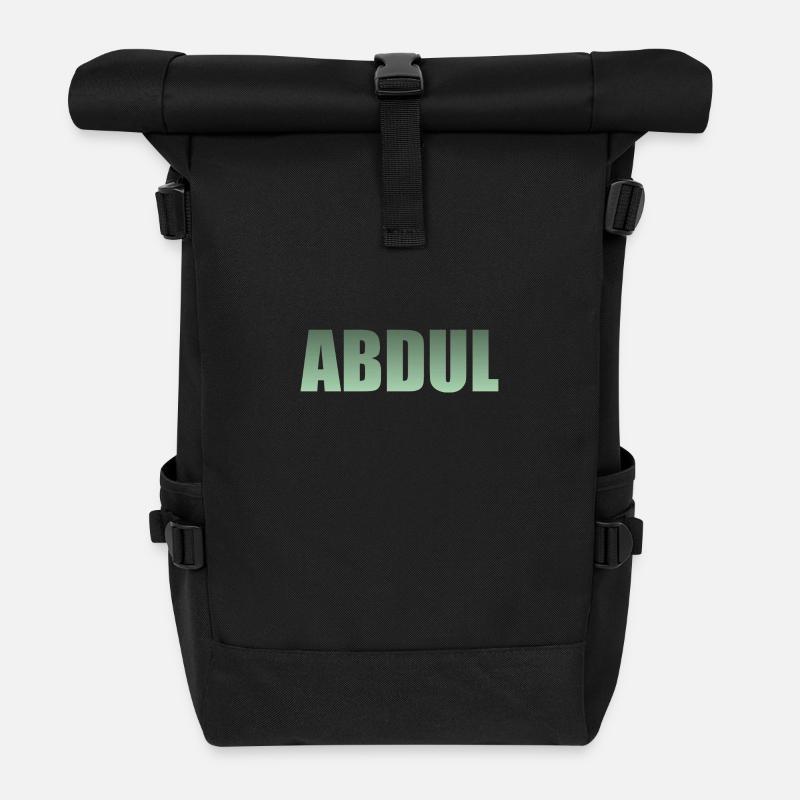 Vorname: Abdul - grüner Farbverlauf - Rolltop Rucksack - Schwarz