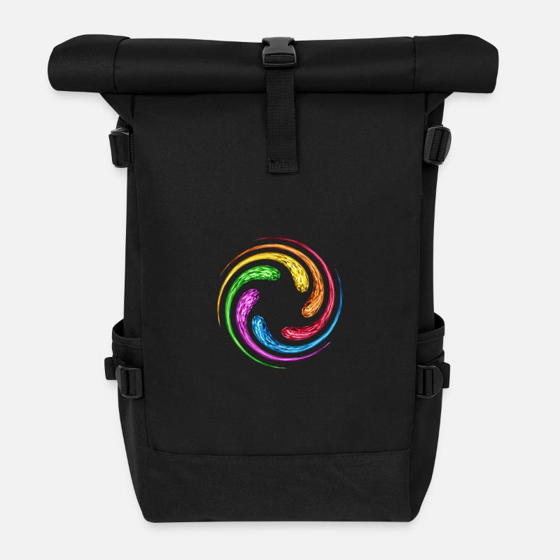 Infinity Spirale Unendlichkeit Steine Regenbogen - Rolltop Rucksack - Schwarz