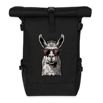 Funny Llama Alpaca - Roll Top Backpack - black - Front