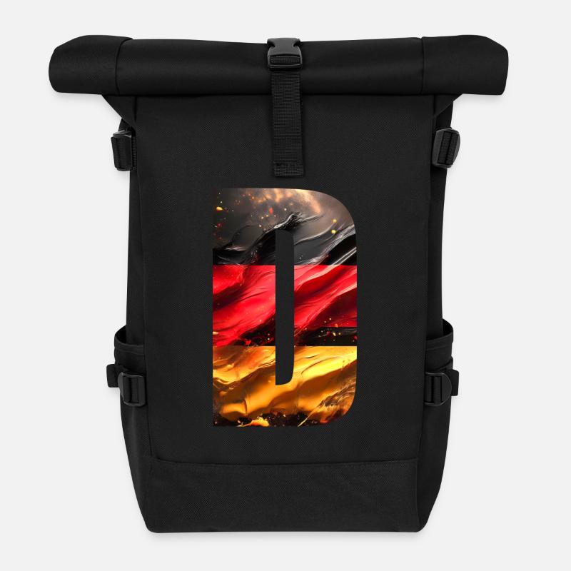 Flagge Deutschland - Rolltop Rucksack - Schwarz