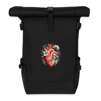Heart Bloom Botanisch - Rolltop Rucksack - Schwarz - Vorne