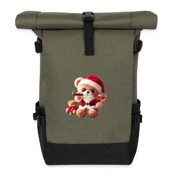 Ours en peluche de Noël avec cigare et vin - Sac à dos roll top - olive/noir - Devant