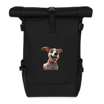 Joyful Cartoon Dog Cheer - Roll Top Backpack - black - Front