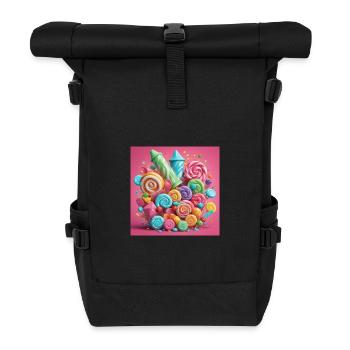 Bunte Bonbons - Rolltop Rucksack - Schwarz - Vorne