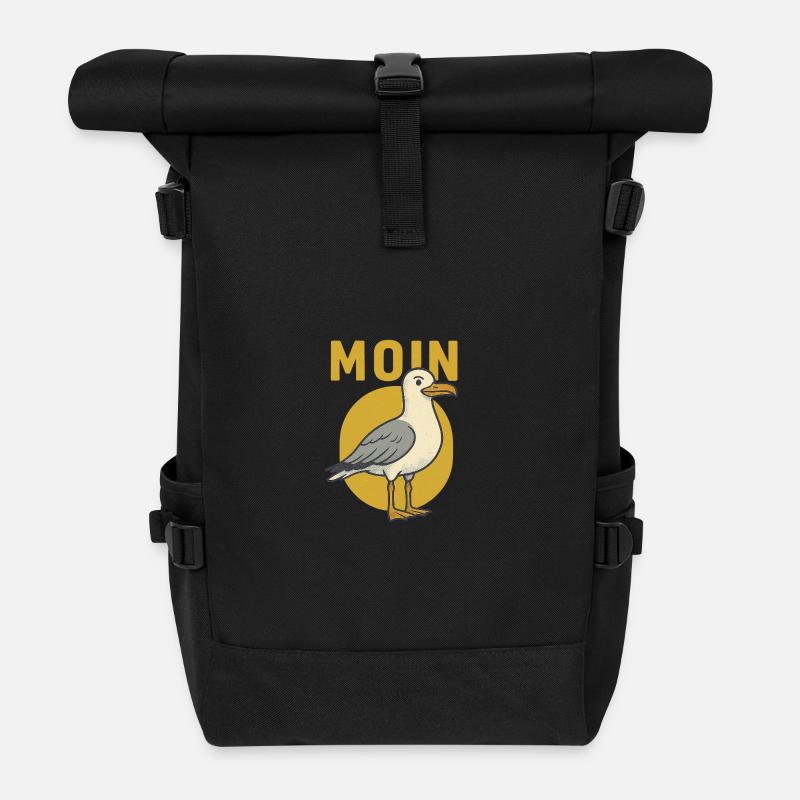 Moin Möwe - Rolltop Rucksack - Schwarz