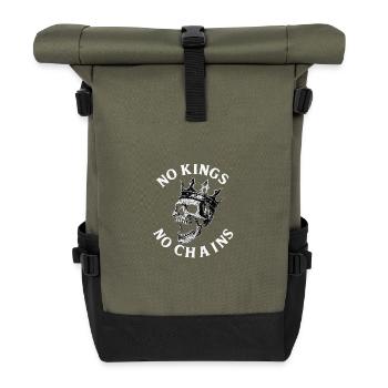 No Kings No Chains Skull - Rolltop Rucksack - Olive/Schwarz - Vorne