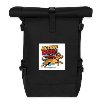 Action Hund Superheld - Rolltop Rucksack - Schwarz - Vorne