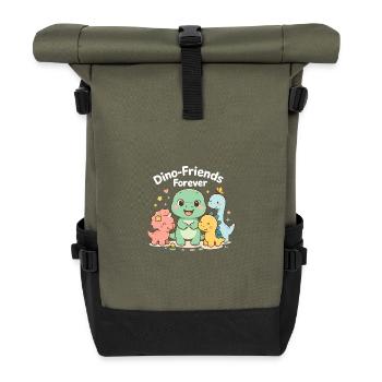 Dino-Friends - Rolltop Rucksack - Olive/Schwarz - Vorne