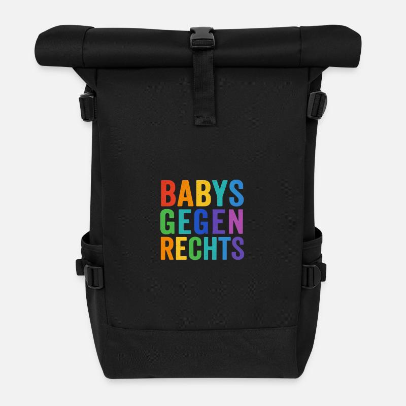 Buntes Engagement für Vielfalt - Rolltop Rucksack - Schwarz