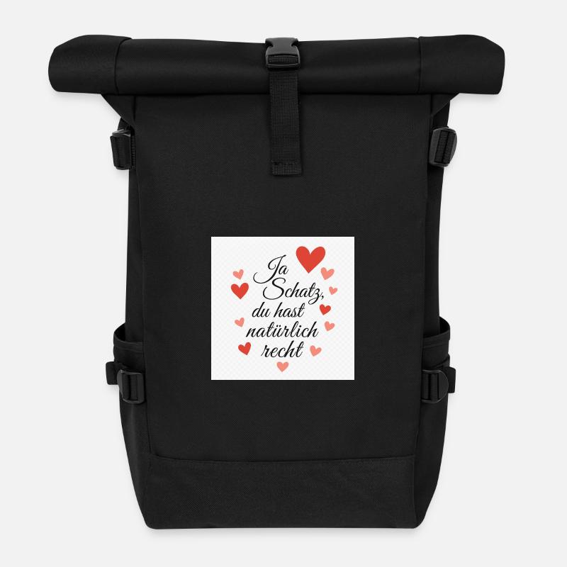 Message d’amour avec motifs de cœur - Sac à dos roll top - noir