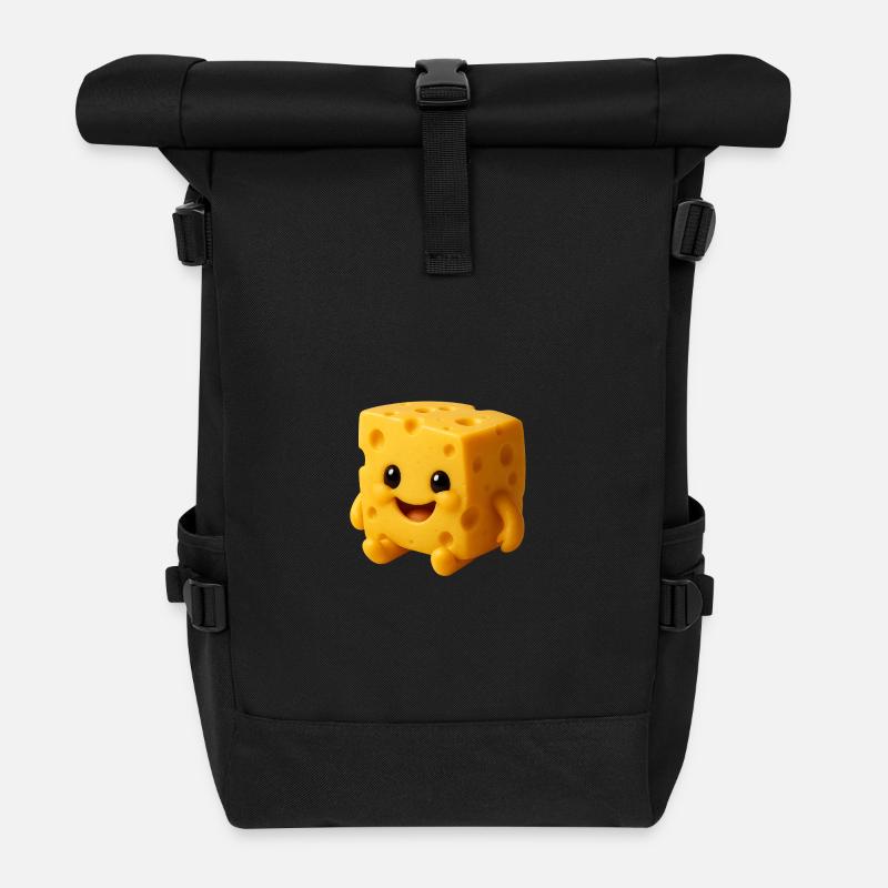 Käse-Charakter mit Freundlichem Gesicht - Rolltop Rucksack - Schwarz
