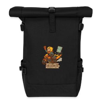Speed-Limit? Ich dachte, das war mein Highscore!" - Rolltop Rucksack - Schwarz - Vorne