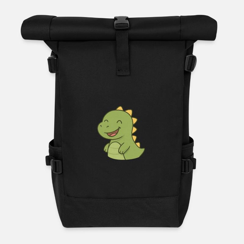Lachender_Dino - Rolltop Rucksack - Schwarz