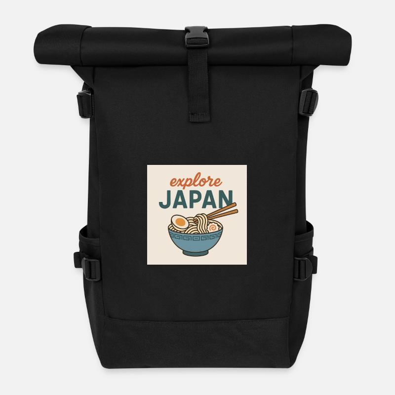 Entdecken Sie japanische Ramen - Rolltop Rucksack - Schwarz