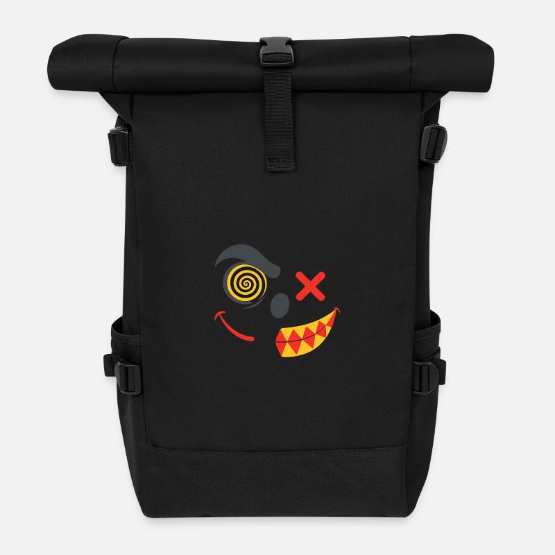 Bunte Kinder-Lächeln-Maske - Rolltop Rucksack - Schwarz