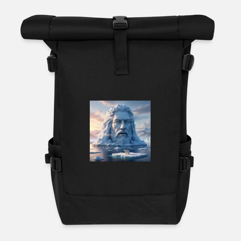 Gletscher-Gesicht aus Eis - Rolltop Rucksack - Schwarz