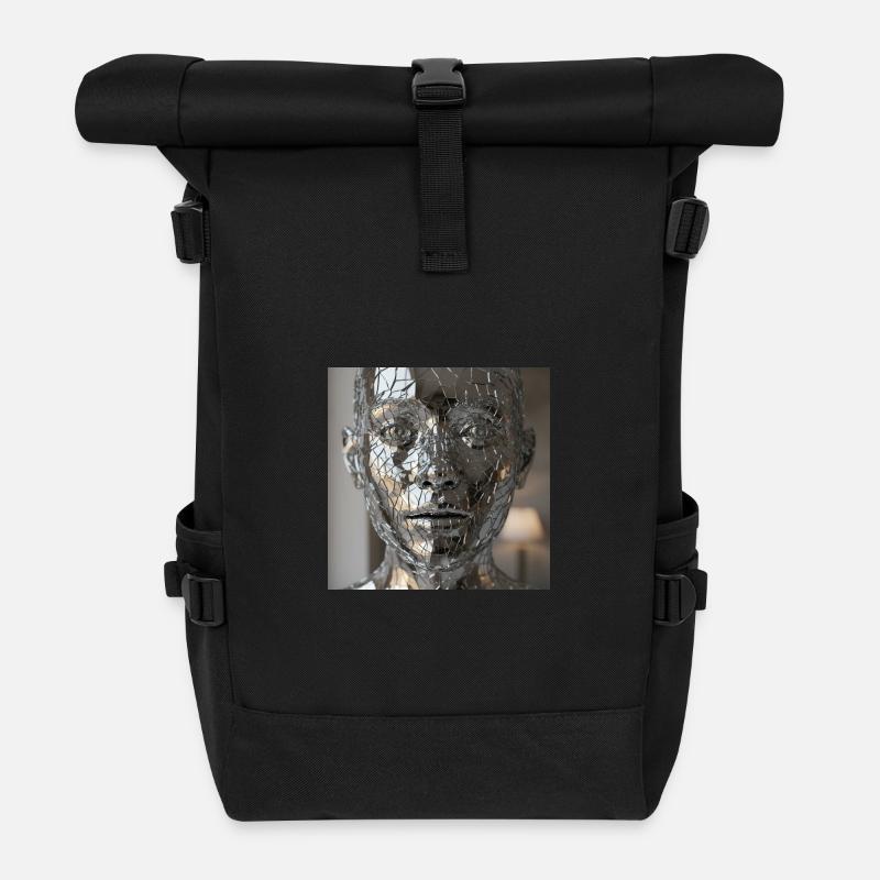 Sculpture corporelle à facettes - Sac à dos roll top - noir