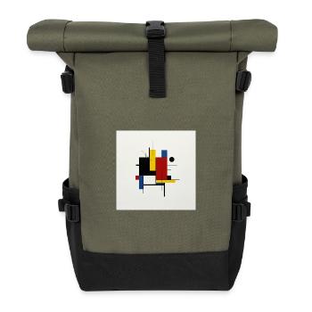 Composition abstraite géométrique colorée - Sac à dos roll top - olive/noir - Devant