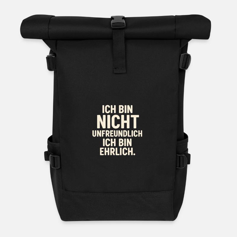 Honest Unfriendly - Bright - Roll Top Backpack - black