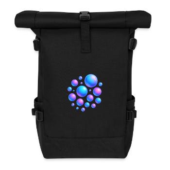 Iridescent bubbles neon colors - Roll Top Backpack - black - Front