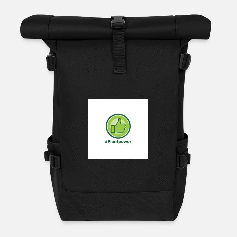 Plantpower Green Thumb Logo - Roll Top Backpack - black