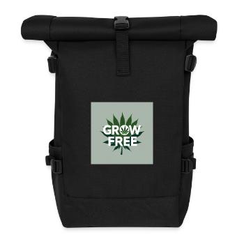 Grow Free Leaf Design - Roll Top Backpack - black - Front