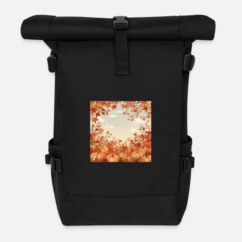 Hello autumn - Roll Top Backpack - black