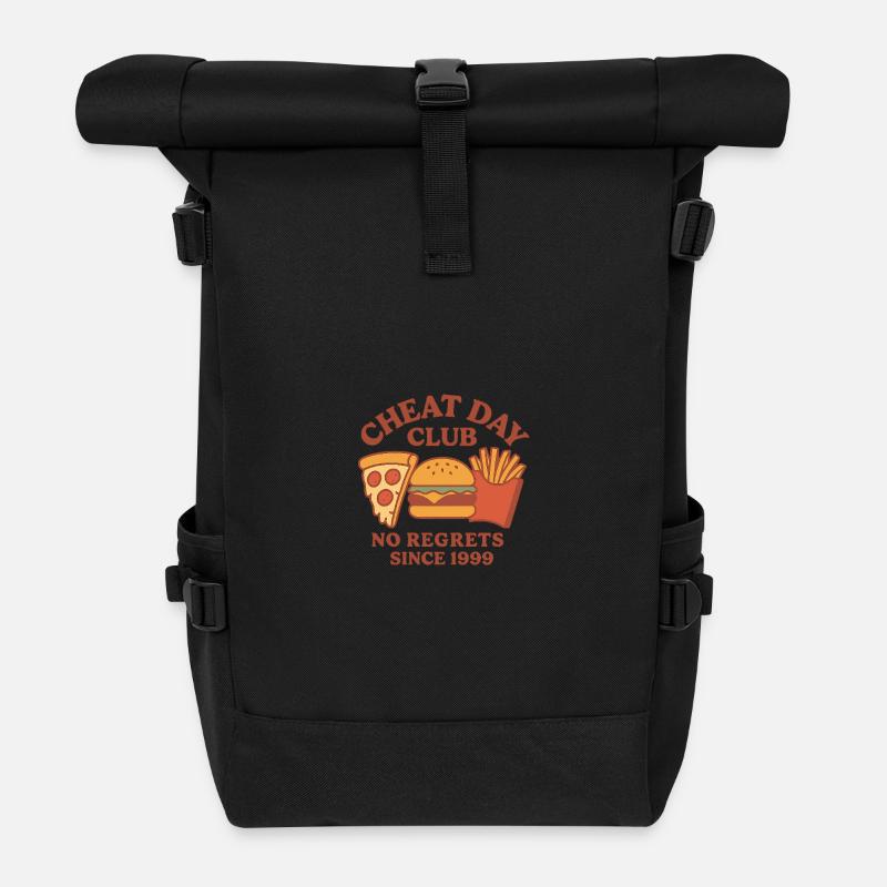 Cheat Day Club – Funny Retro Food Design - Roll Top Backpack - black