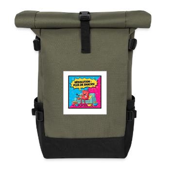 Popcorn Zeichnung Snack Party - Rolltop Rucksack - Olive/Schwarz - Vorne