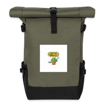 Pflanze geschwätziger Cartoon botanischer Humor - Rolltop Rucksack - Olive/Schwarz - Vorne